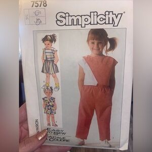 Vintage 1986 Simplicity Girls Sewing Pattern 7578 Size 2 Cut Complete
